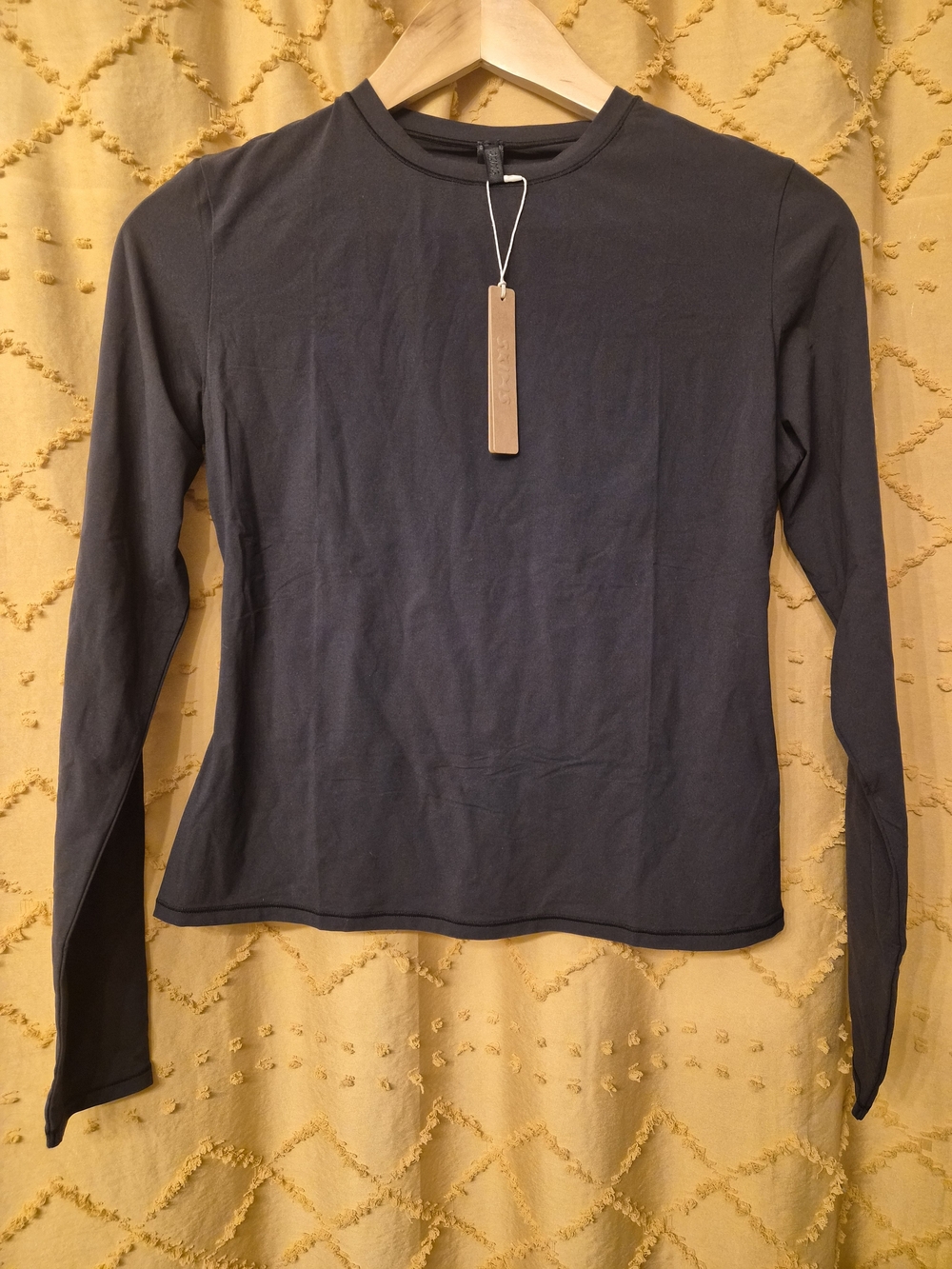 SKIMS Black Long Sleeve Crewneck Tee